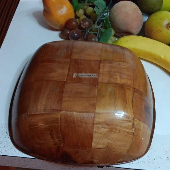 Vtg Artificial fruit, faux wooden bowl 16pc - Picture 5 of 7